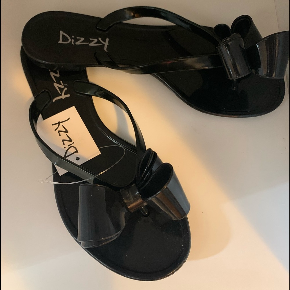 Black Couture Bow Thong Jelly Flip Flop